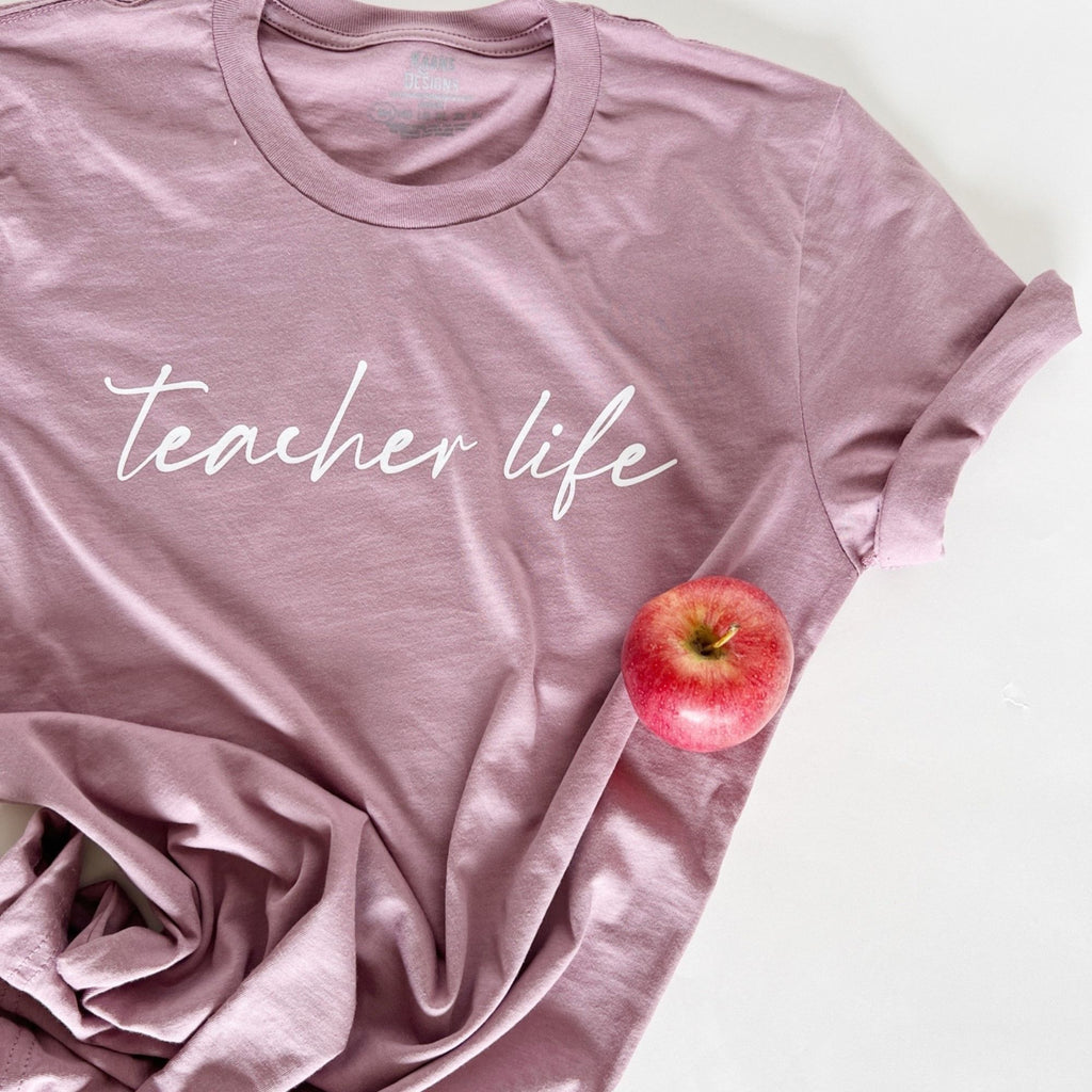 teacher shirt pink color with an apple an iconic label for teachers, unisex tops and tees, clothing, graphic tees screen print, educators
