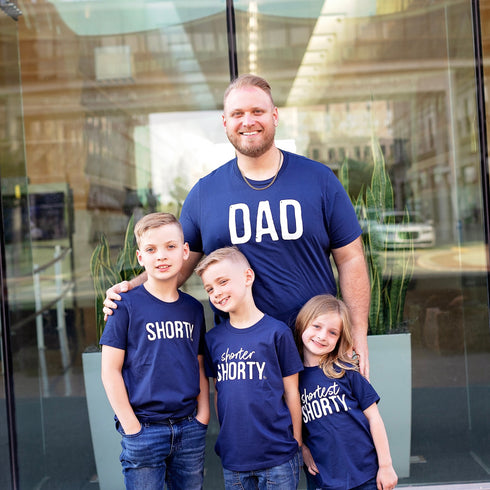 Dad, Mom, Shorty Matching T-shirt Set - Navy