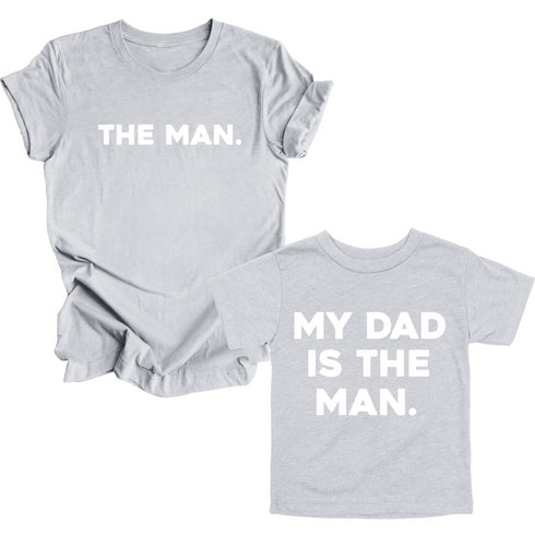 Dad Shirt Set - The Man/My Dad Is The Man - Heather Grey (2 Set Shirts)