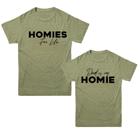 Dad Matching- Homies for life/ Dad is my Homie  POCKET DESIGN Matching (Set of Two) (Black)