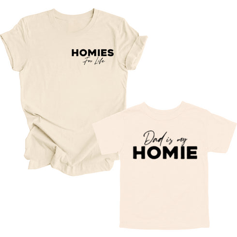 Dad Matching- Homies for life/ Dad is my Homie  POCKET DESIGN Matching (Set of Two) (Black)