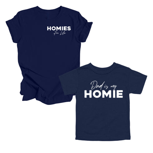 Dad Matching- Homies for life/ Dad is my Homie  POCKET DESIGN Matching (Set of Two) (Black)