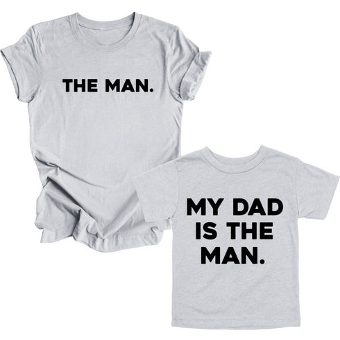 Dad Shirt Set - The Man/My Dad Is The Man - Heather Grey (2 Set Shirts)