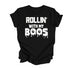 Mommy and Me - Halloween Matching Set - Rollin' With My Boos - Black Sweatshirt/T-shirt