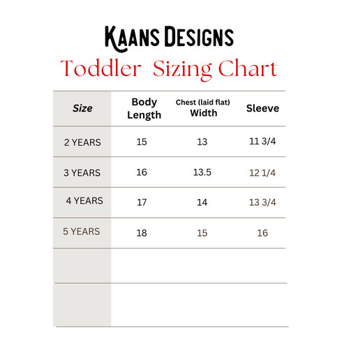 toddler sizing chart for kaans designs