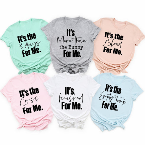 family matching graphic shirts for easter sunday. Shirts are multi color options. Heather Grey, Mini Green, Orange, Pink, White, and Light Blue.