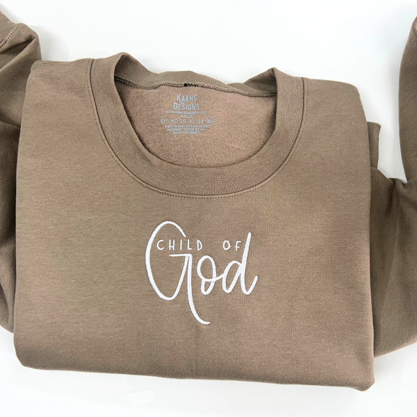 embroidered sweatshirt, religious child of god thread