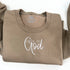 embroidered sweatshirt, religious child of god thread