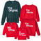 forest green adult sweatshirt and red kids and adult sweatshirt for matching christmas holiday sweatshirts
