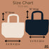 Sizing chart for tote bag