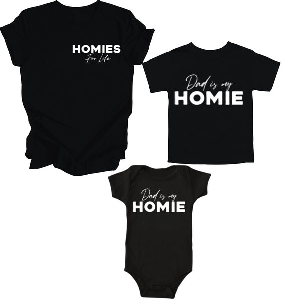 Coordinating Dad and Child - Pocket Style Homies for Life ( Multiple Colors)