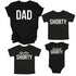 Dad, Mom, Shorty Matching T-shirt Set - Black