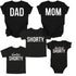 Dad, Mom, Shorty Matching T-shirt Set - Black