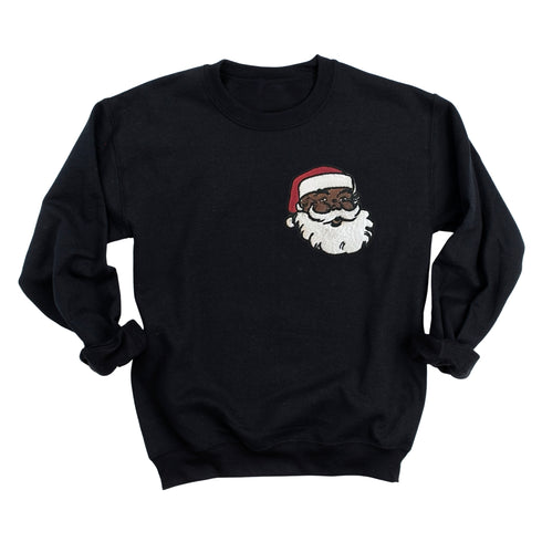 Jolly Santa Embroidered Christmas Sweatshirt - Pocket Style (Adult and Youth)