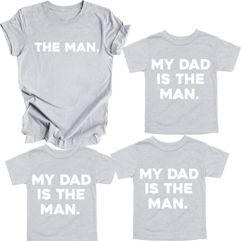 Dad Shirt Set - The Man/My Dad Is The Man - Heather Grey (2 Set Shirts)
