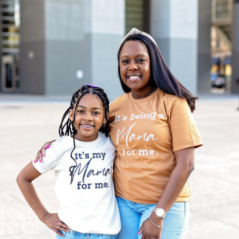 Mommy and Me Outfits - It's Being a Mama for Me/It's My Mama for Me - (Toast & Natural)