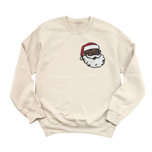 Jolly Santa Embroidered Christmas Sweatshirt - Pocket Style (Adult and Youth)