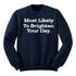 Back to School- "Most Likely to Brighten Your Day " Kids Multiple Color Sweatshirt