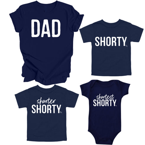 Dad, Mom, Shorty Matching T-shirt Set - Navy