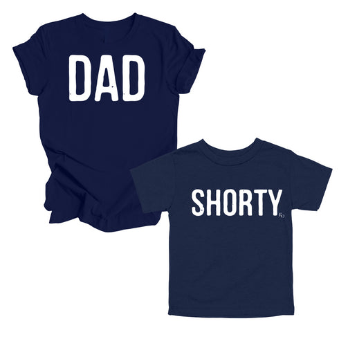 Dad, Mom, Shorty Matching T-shirt Set - Navy