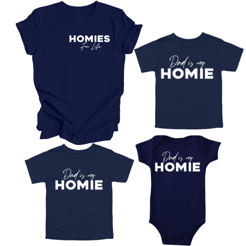 Coordinating Dad and Child - Pocket Style Homies for Life ( Multiple Colors)