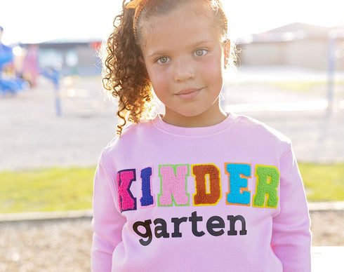 Custom Kindergarten Mini Chenille Patch Sweatshirt