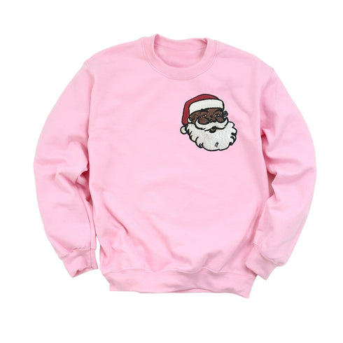 Jolly Santa Embroidered Christmas Sweatshirt - Pocket Style (Adult and Youth)
