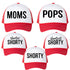 Family Hats - Moms, Pops, Shorty (red/white)