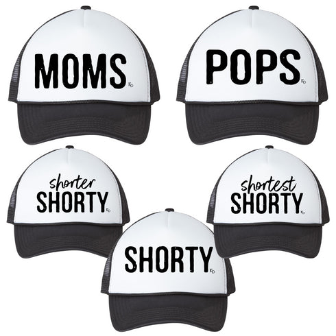 Matching Hats - Moms, Pops, Shorty (black/white)