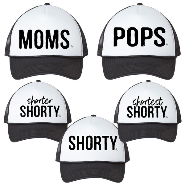 Matching Hats - Moms, Pops, Shorty (black/white)