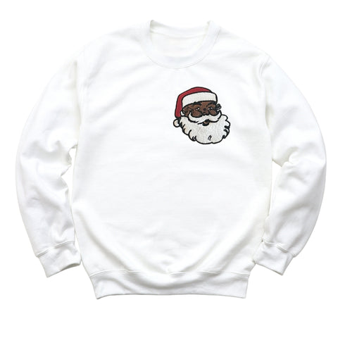 Jolly Santa Embroidered Christmas Sweatshirt - Pocket Style (Adult and Youth)