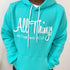 teen wearing inspring hoodie in teal color that is referencing scripture in the bible Philippians 4:13 I can do all things through christ who strengthens me.