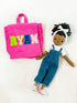 harper iman dolls, toddler bag, mini bag, custom bag, patches bag, letter bag, iron on bag
