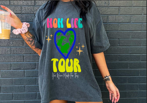 Mom Life World Tour Tee - Oversized Fit, Multiple Colors