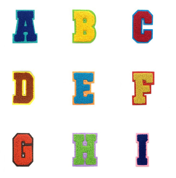 multicolor, mini, patches, iron on, project, alphabet, diy, chenille