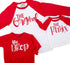 The Original, Remix, and Encore®  Script Raglan Style Matching Set - Red Font